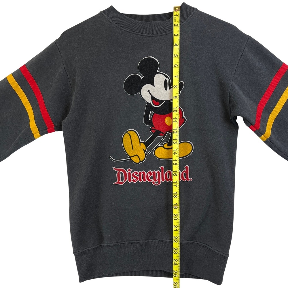 Vintage 80's Disney Disneyland Mickey Mouse Sweatshirt Small Striped Sleeves - Picture 6 of 10
